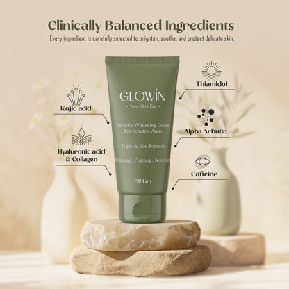 Glowin Triple-Action Brightening Cream For Sensitive Areas – 50g